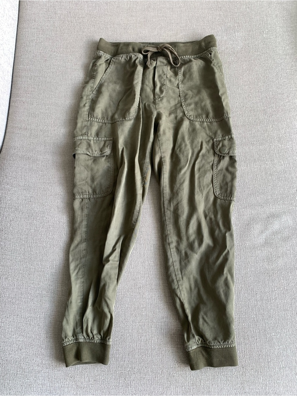 Olive Green Y2K Cargo Jogger Pants from American Eagle